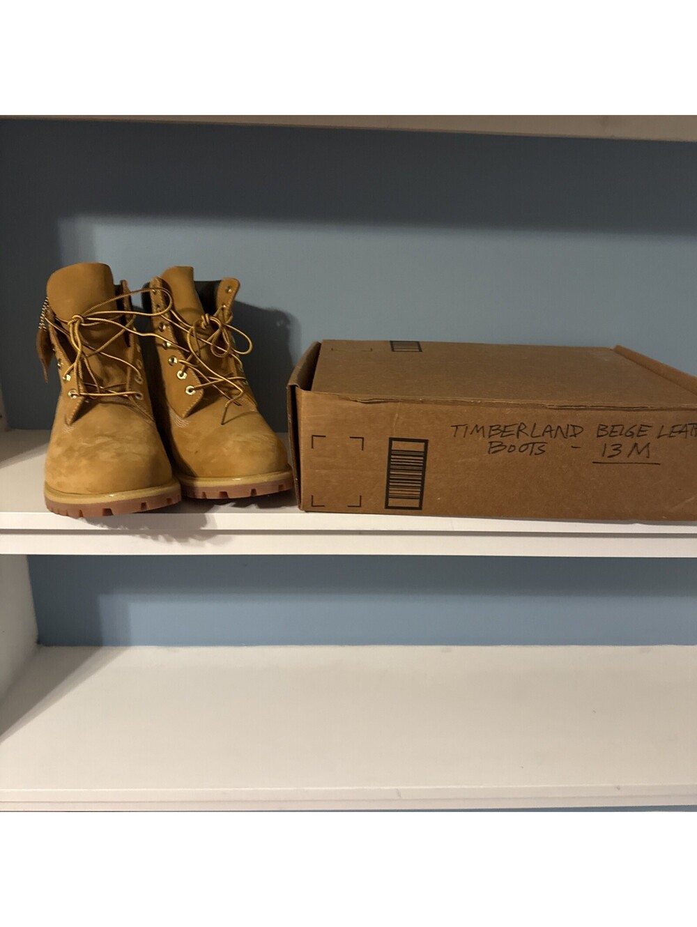Timberland Beige Leather Boots Men’s Size 13M Waterproof